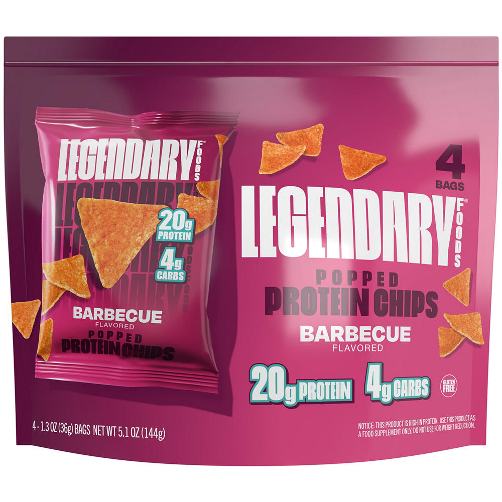 Legendary Foods Popped Protein 20g Chips Barbecue, 4 pk