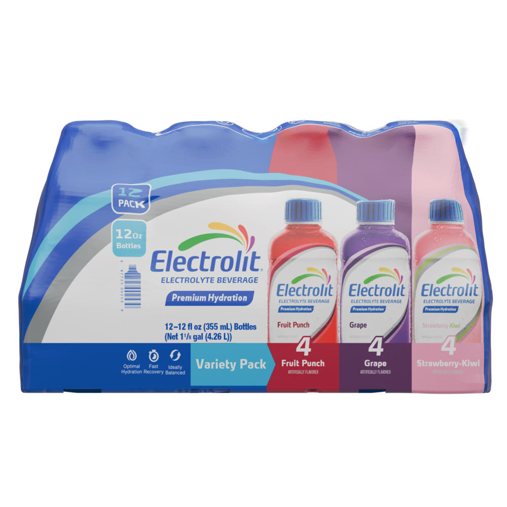 Electrolit Electrolyte Hydration Beverage Variety Pack 12 pk Bottles, 12 oz