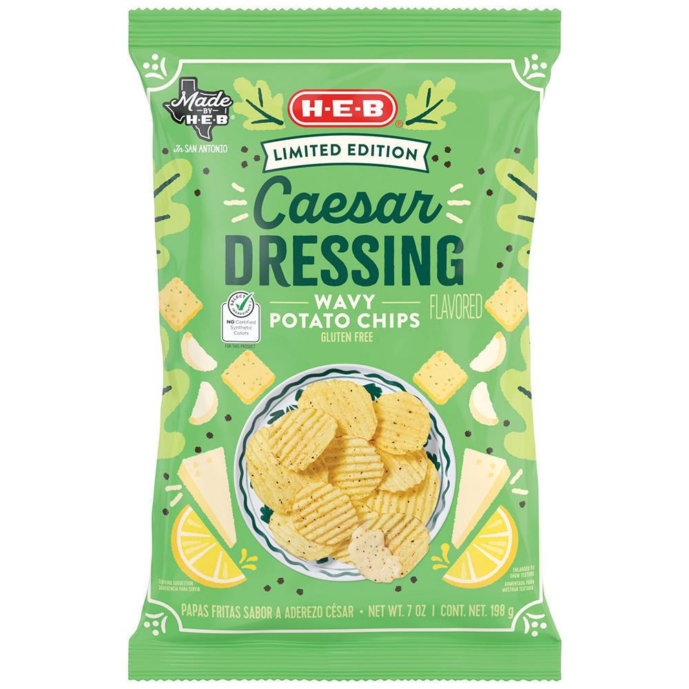 H-E-B Wavy Potato Chips - Caesar Dressing, 7 oz