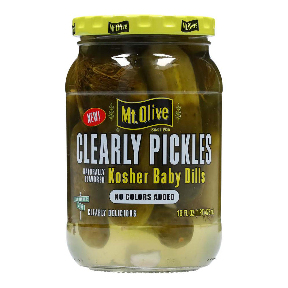 Mt. Olive Clearly Pickles Kosher Baby Dills, 16 oz