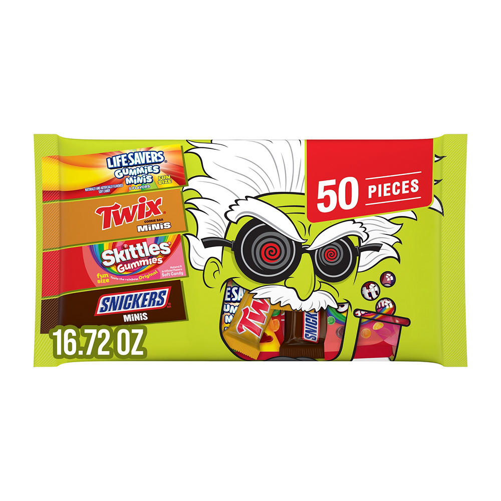 Mars Snickers, Twix, Skittles & Life Savers Halloween Candy Variety Bag, 50 pc