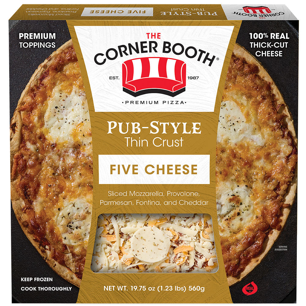 The Corner Booth Five Cheese Pub Style Thin Crust Pizza, 19.75 oz