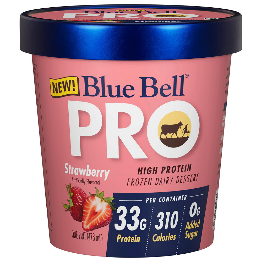 Blue Bell PRO Strawberry High Protein Frozen Dairy Dessert, 1 pt