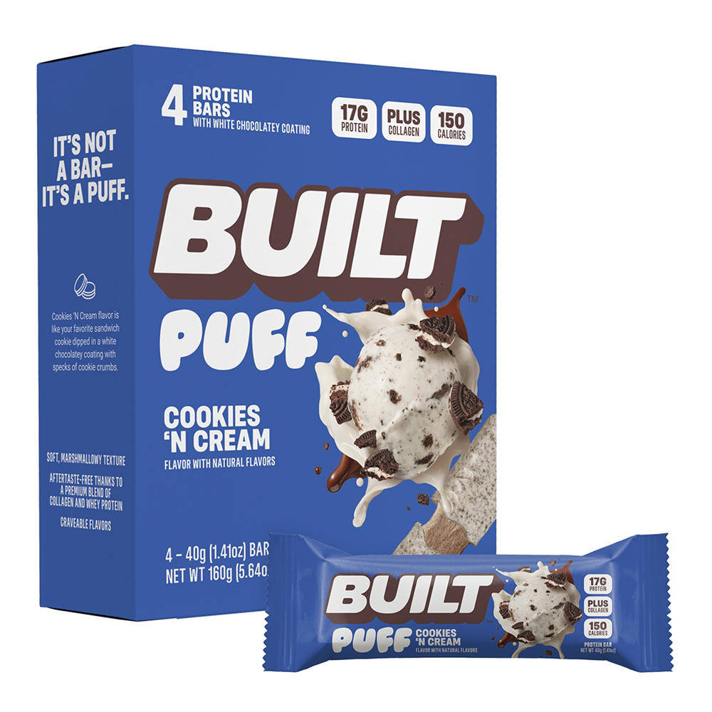 BUILT Puff Cookies & Cream, 4 ct