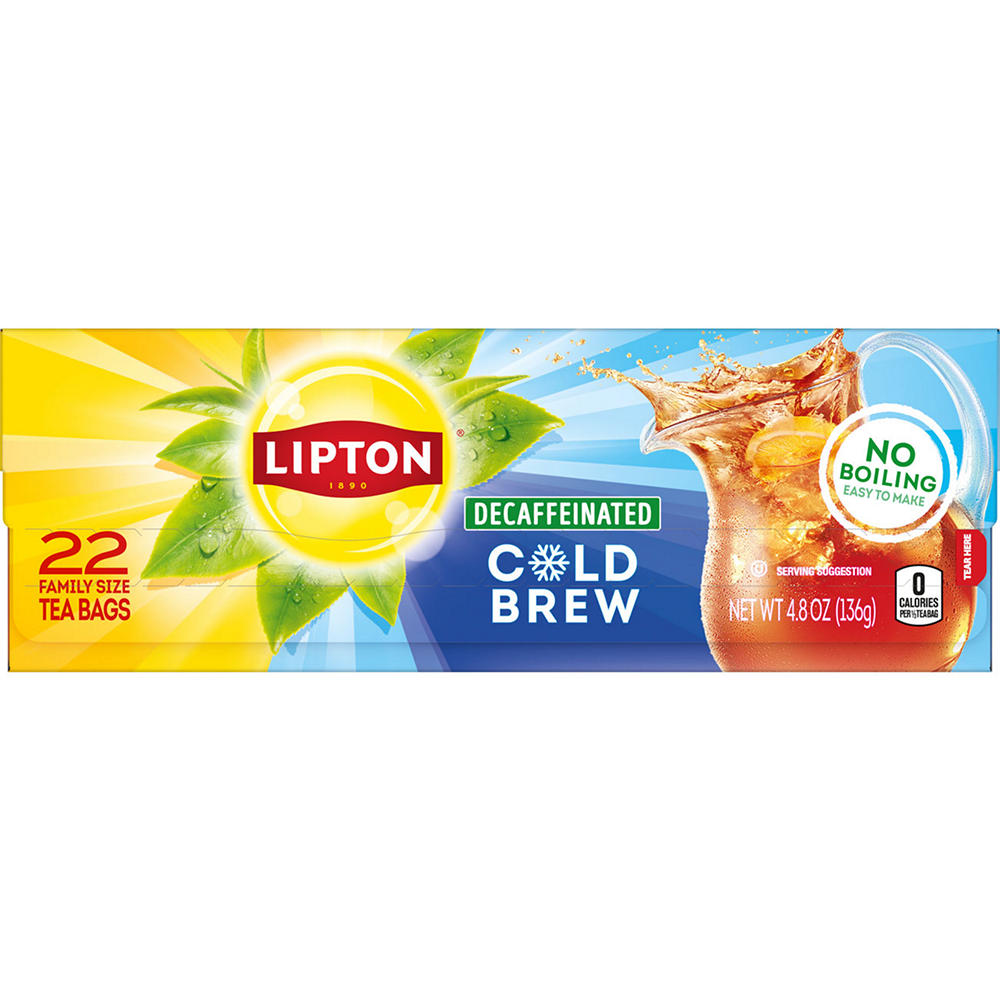 Lipton Decaffeinated Cold Brew Family Size Tea Bags, 22 ct