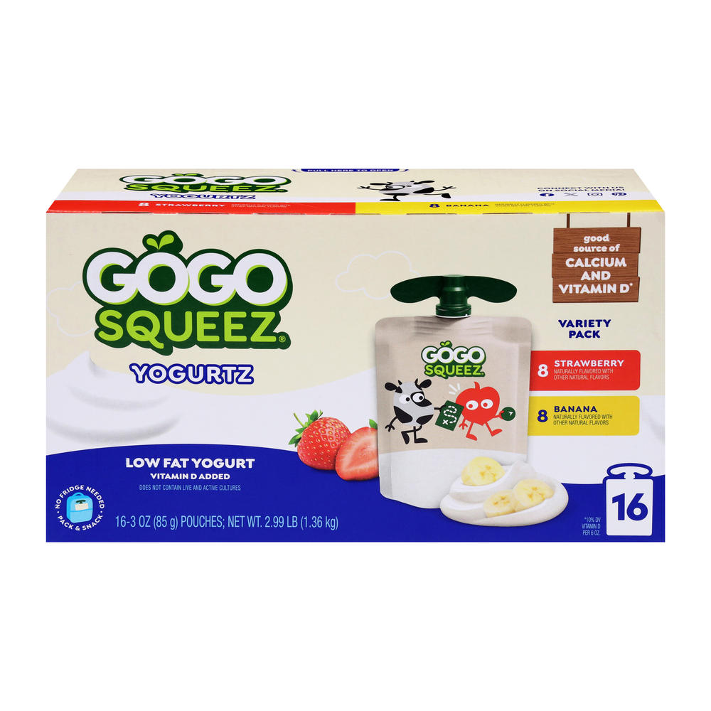 GoGo squeeZ Yogurtz Strawberry & Banana Pouches, 16 ct