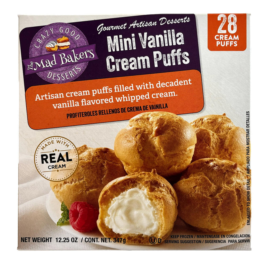 The Mad Bakers Mini Frozen Vanilla Cream Puffs, 28 ct