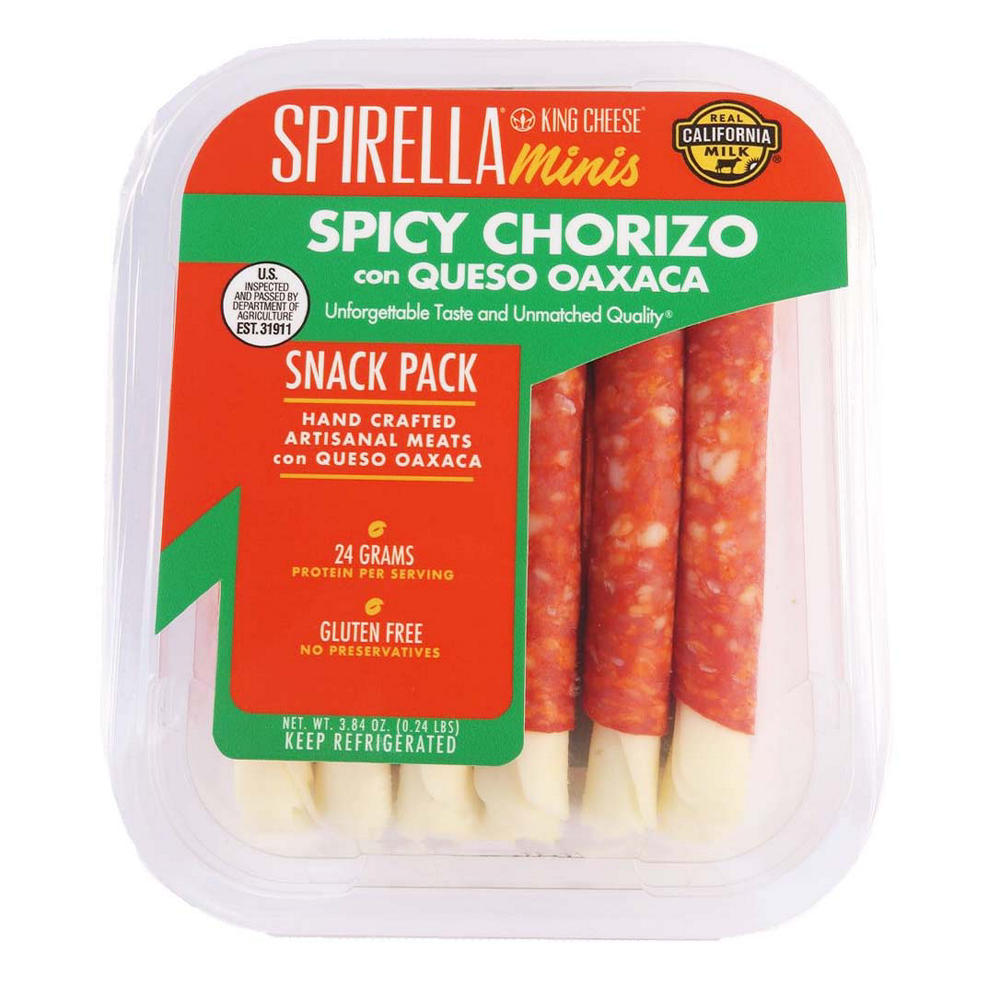 King Cheese Spirella Minis Snack Pack - Spicy Chorizo & Queso Oaxaca, 3.84 oz