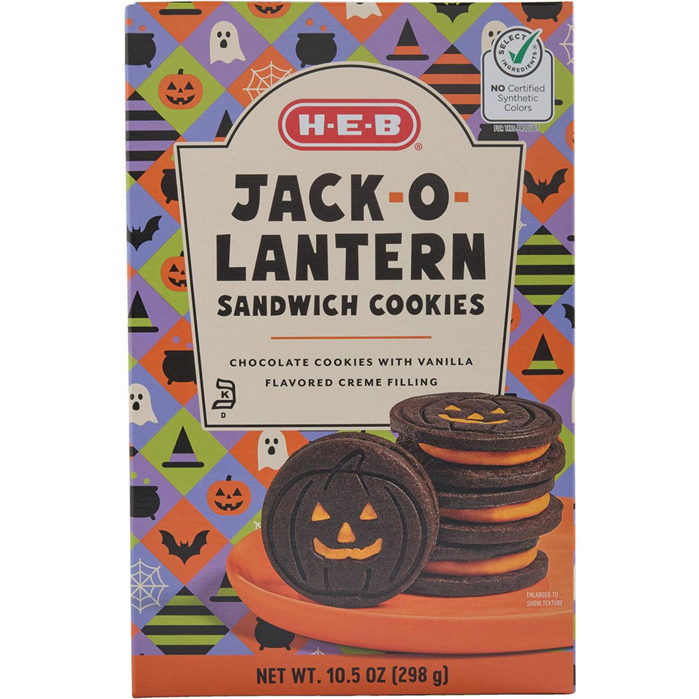 H-E-B Jack-O-Lantern Sandwich Cookies, 10.5 oz