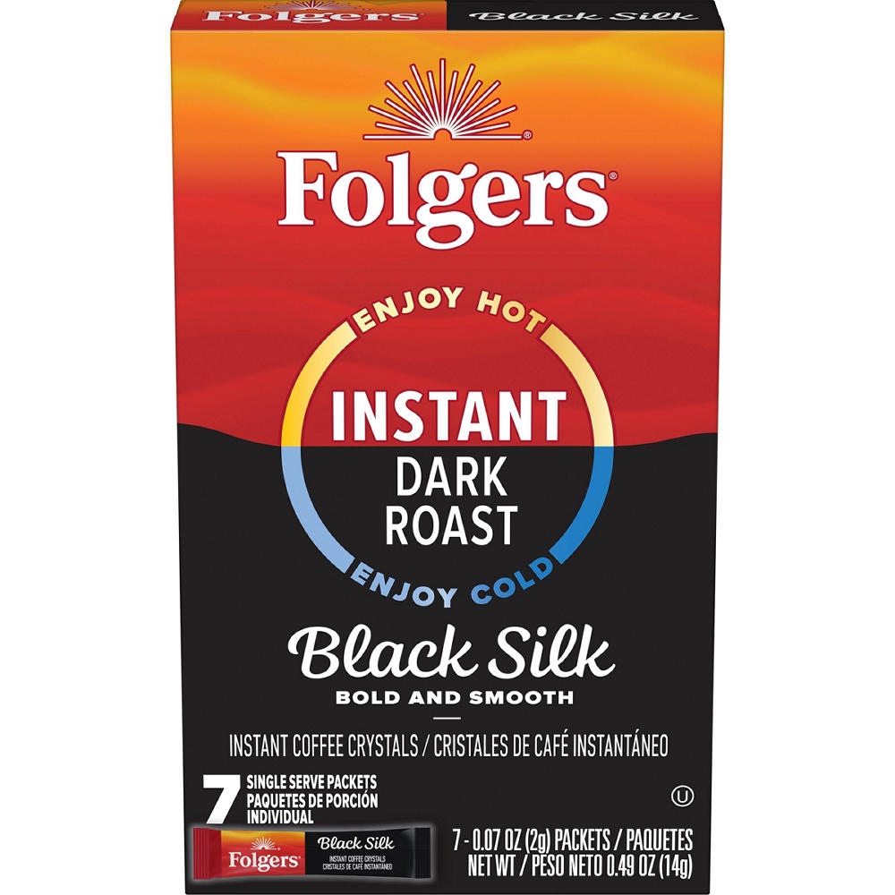 Folgers Black Silk Dark Roast Instant Coffee Packets, 7 ct