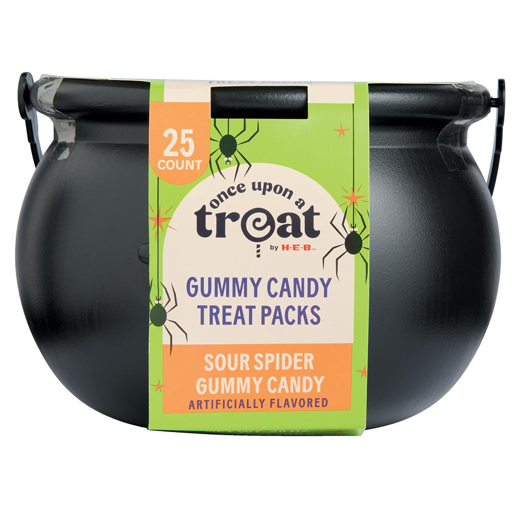 Once Upon a Treat by H-E-B Sour Spider Gummy Candy Cauldron, 25 ct