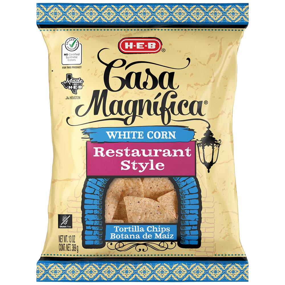 H-E-B Casa Magnifica White Corn Tortilla Chips - Restaurant Style, 13 oz