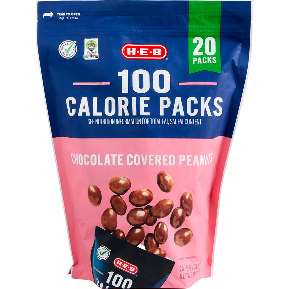H-E-B Chocolate Covered Peanuts 100 Calorie Snack Packs, 20 ct