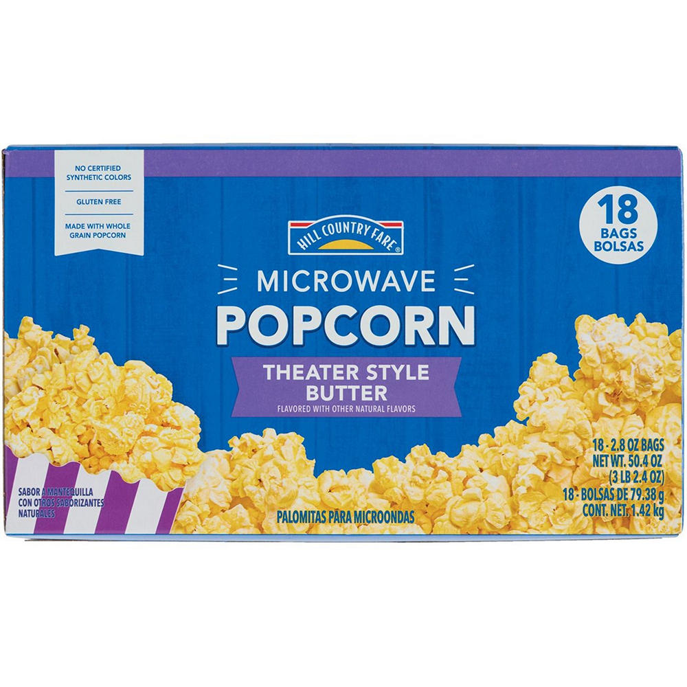 Hill Country Fare Theater Style Butter Microwave Popcorn Bags, 18 ct