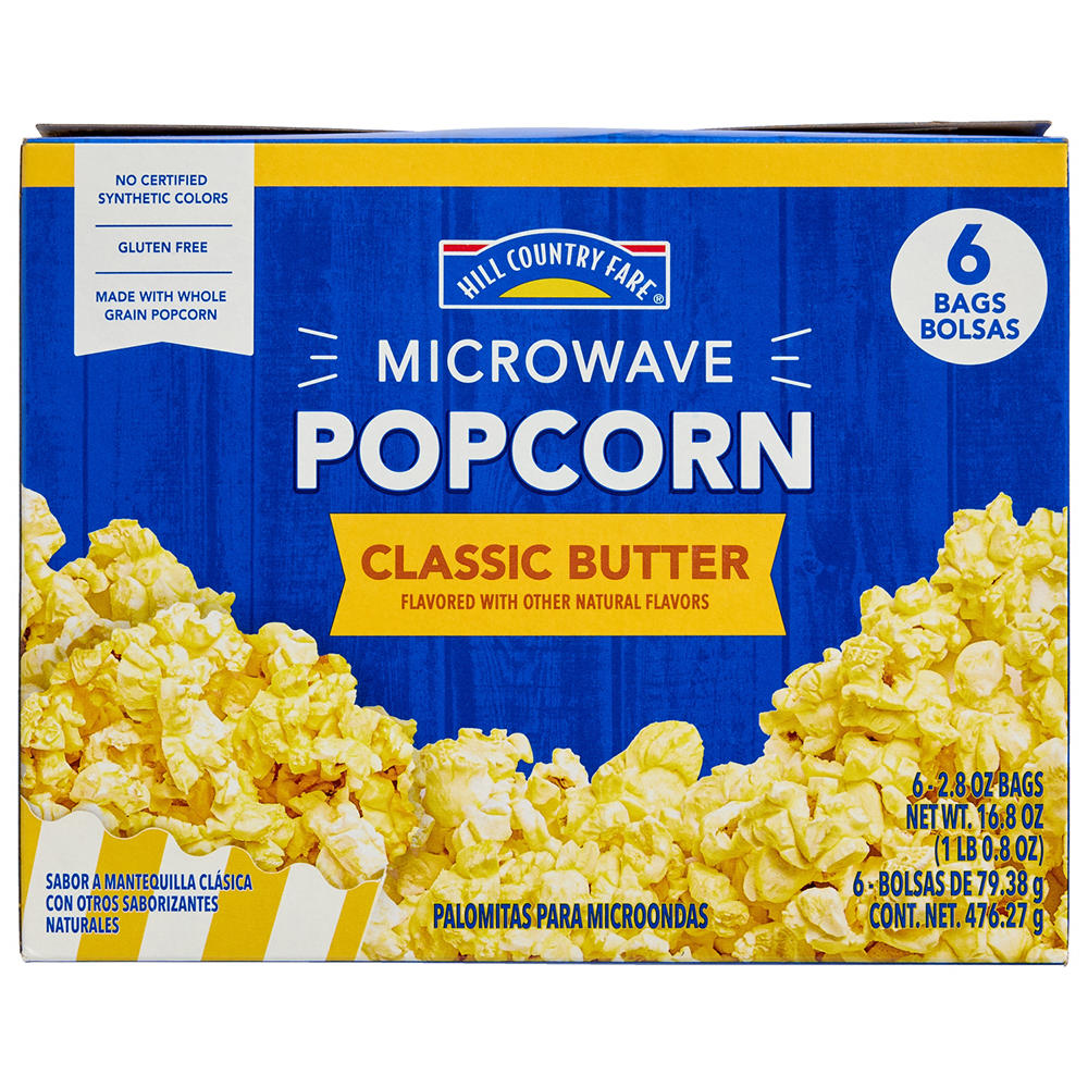 Hill Country Fare Classic Butter Microwave Popcorn Bags, 6 ct