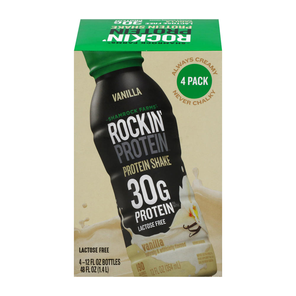 Shamrock Farms Rockin' Protein Vanilla Shake 4 pk, 12 oz