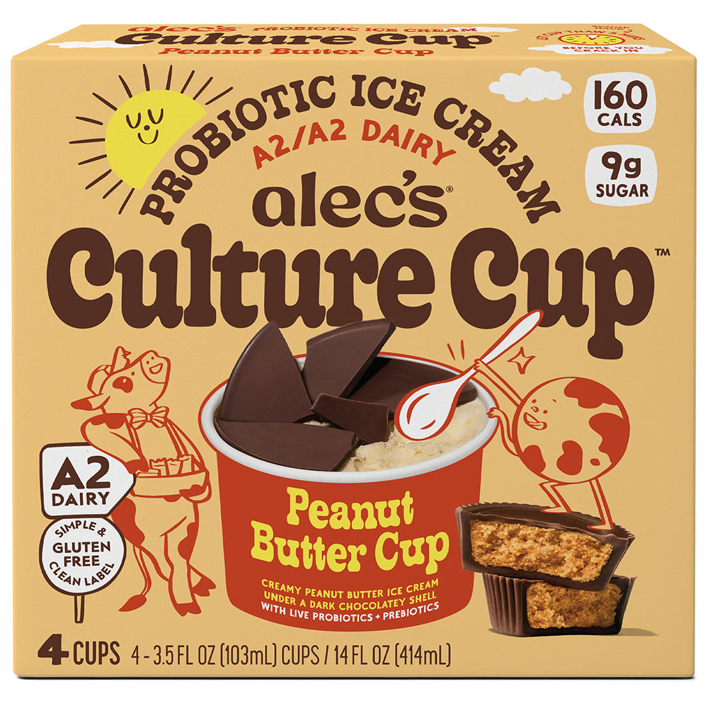 Alec's Culture Cup Peanut Butter Cup Ice Cream, 4 ct