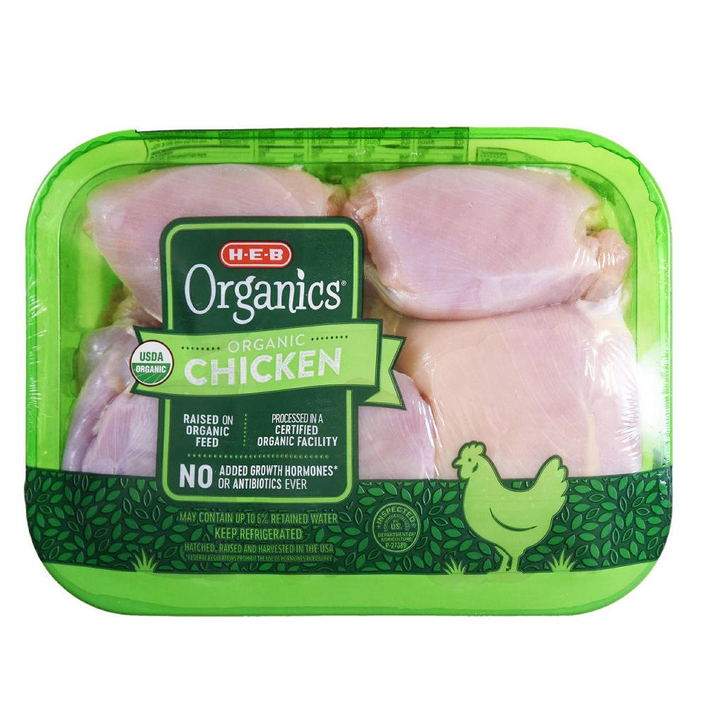 H-E-B Organics Fresh Boneless Skinless Chicken Thighs, Avg. 1.45 lbs