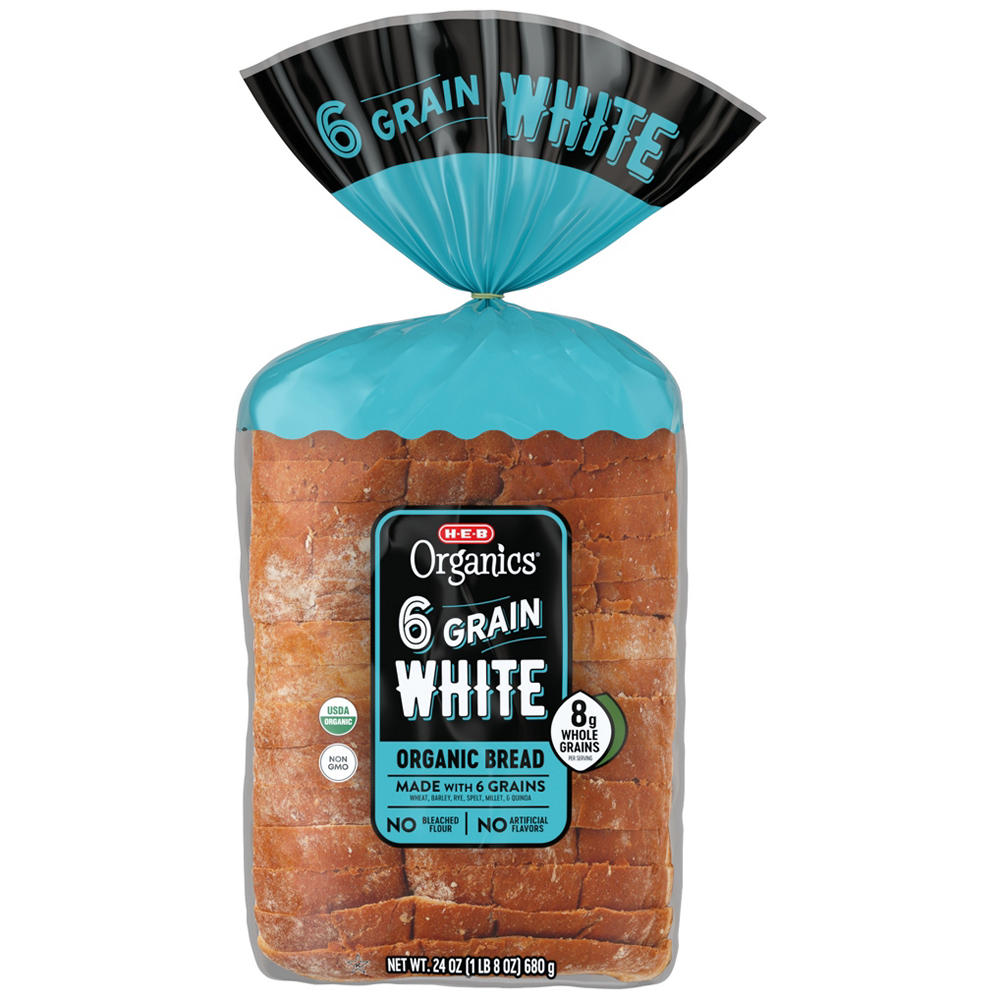 H-E-B Organics 6 Grain White Sliced Bread, 24 oz