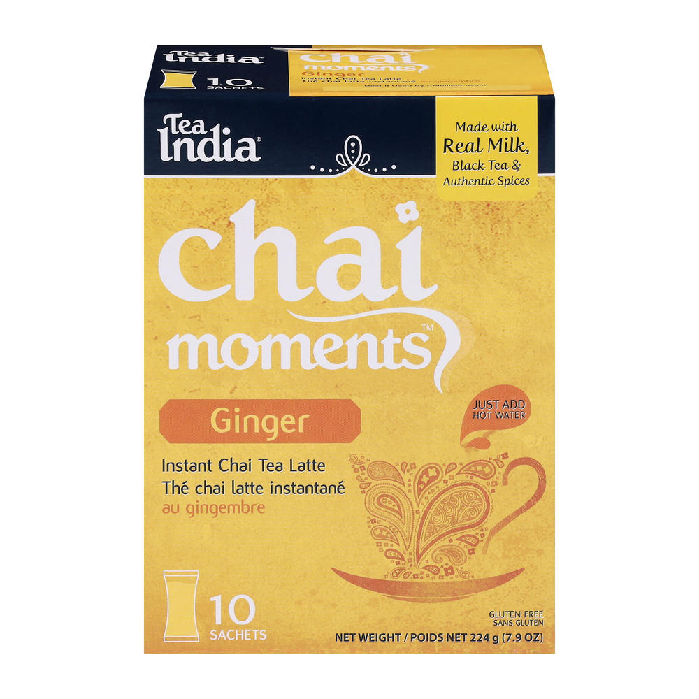Tea India Chai Moments Ginger Instant Chai Tea Latte Sachets, 10 ct
