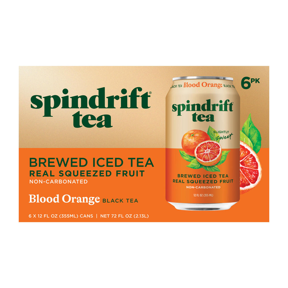 Spindrift Blood Orange Black Tea 6 pk Cans, 12 oz