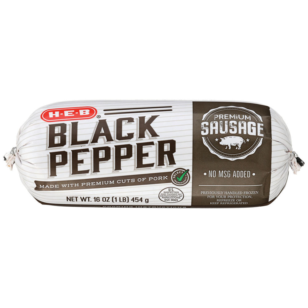 H-E-B Premium Pork Breakfast Sausage - Black Pepper , 16 oz