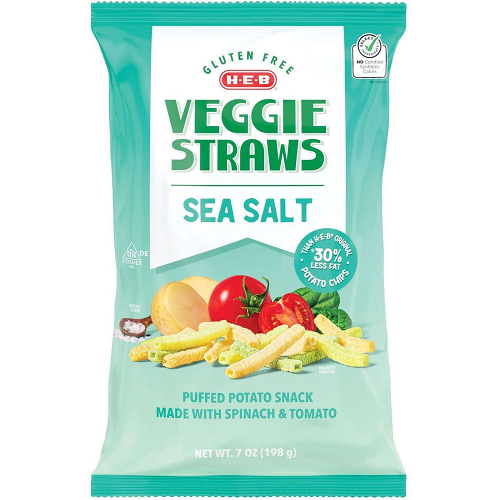H-E-B Sea Salt Veggie Straws Puffed Potato Snack, 7 oz