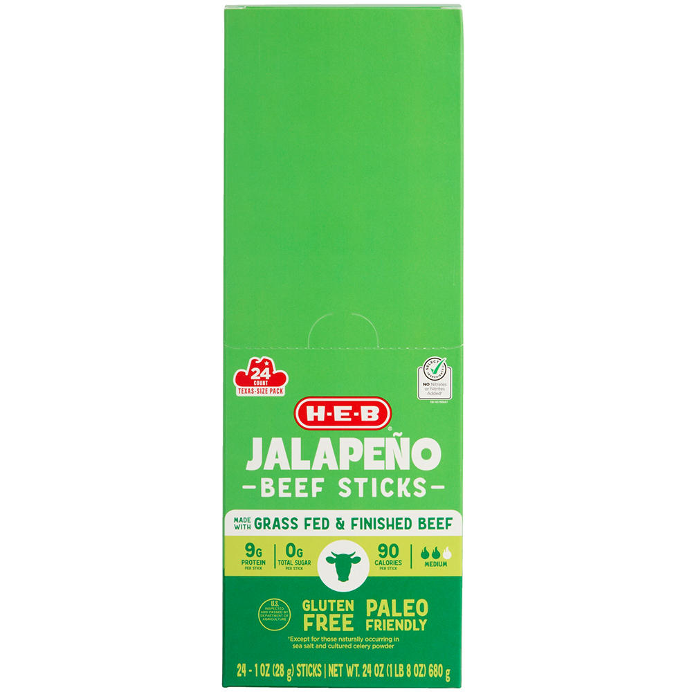 H-E-B Jalapeño Beef Sticks - Texas Size Pack, 24 ct