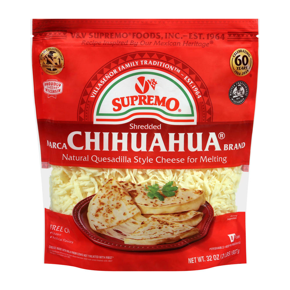 V&V Supremo Chihuahua Shredded Cheese, 32 oz