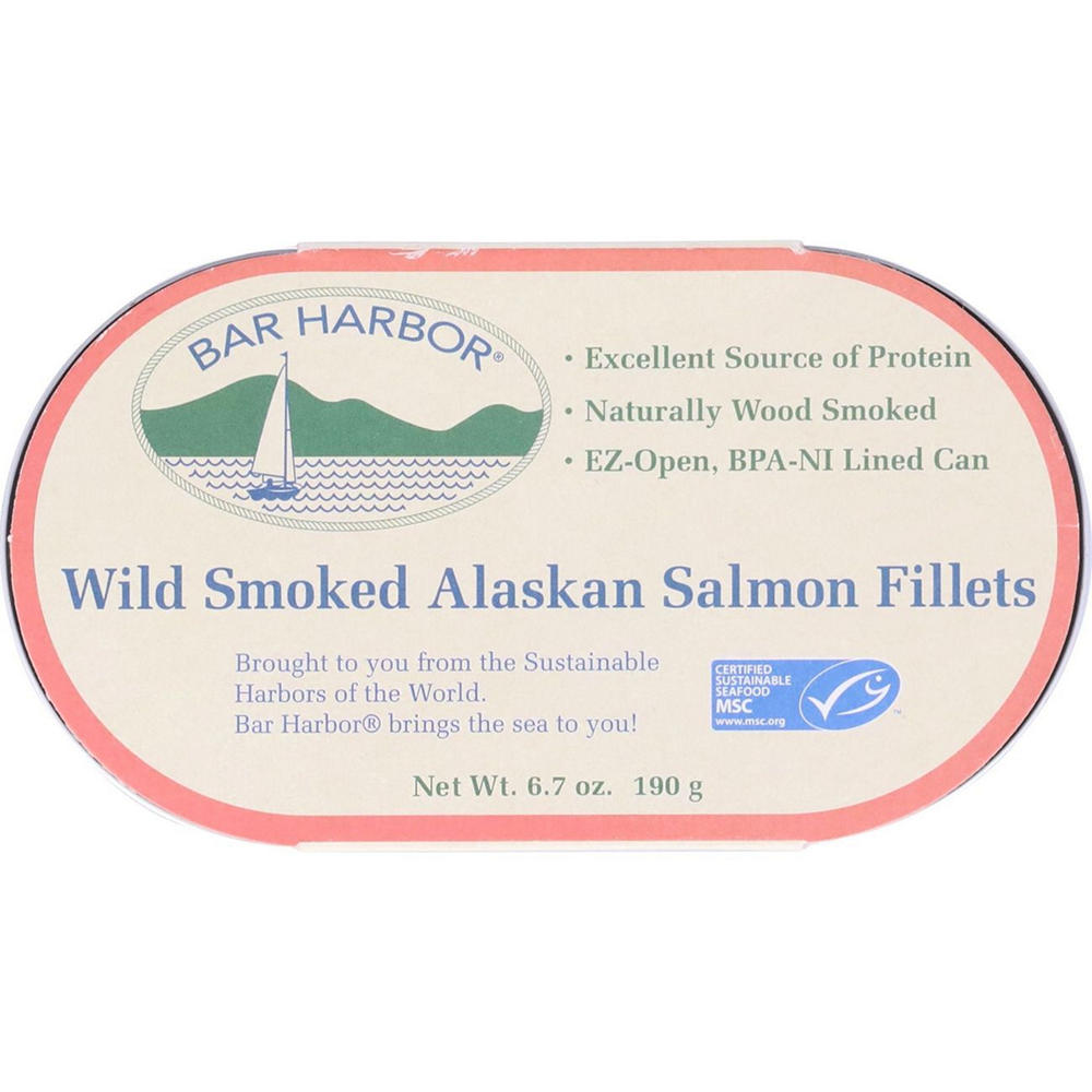 Bar Harbor Wild Smoked Alaskan Salmon Fillets, 6.7 oz