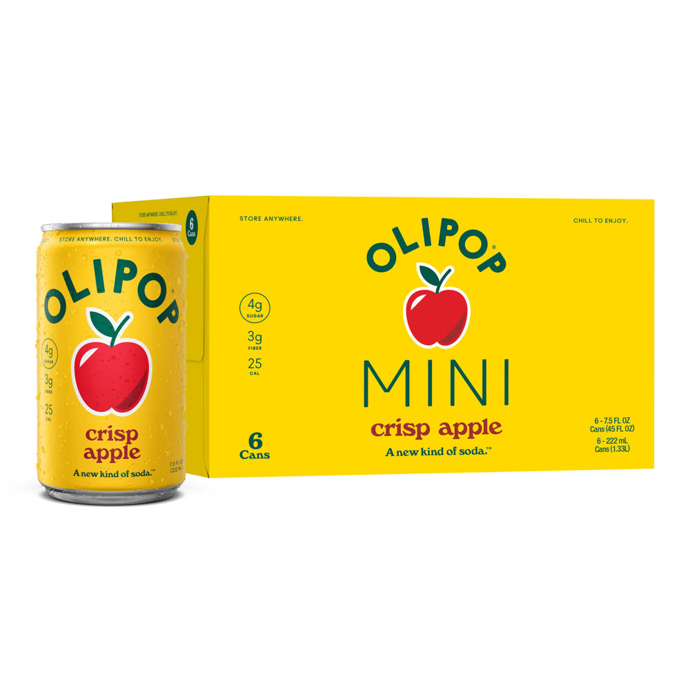 Olipop MINIs Prebiotic Soda 6 pk Cans - Crisp Apple, 7.5 oz