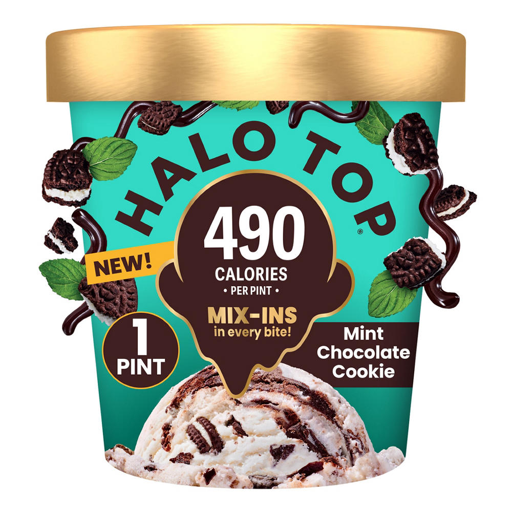 Halo Top Mint Chocolate Cookie Ice Cream, 1 pt
