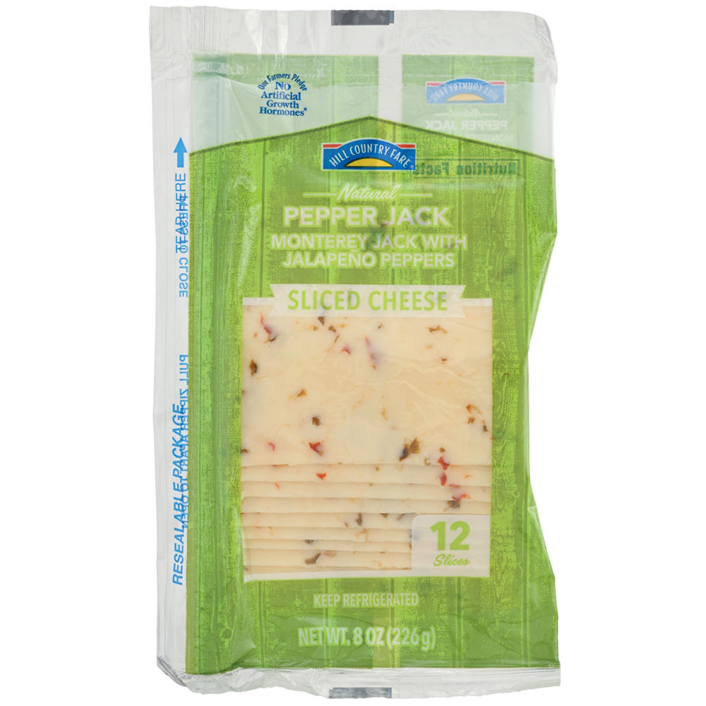 Hill Country Fare Natural Pepper Jack Sliced Cheese, 8 oz