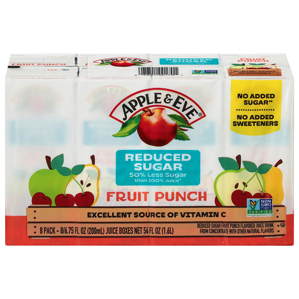 Apple & Eve Reduced Sugar Fruit Punch 8 pk Juice Boxes, 6.75 oz