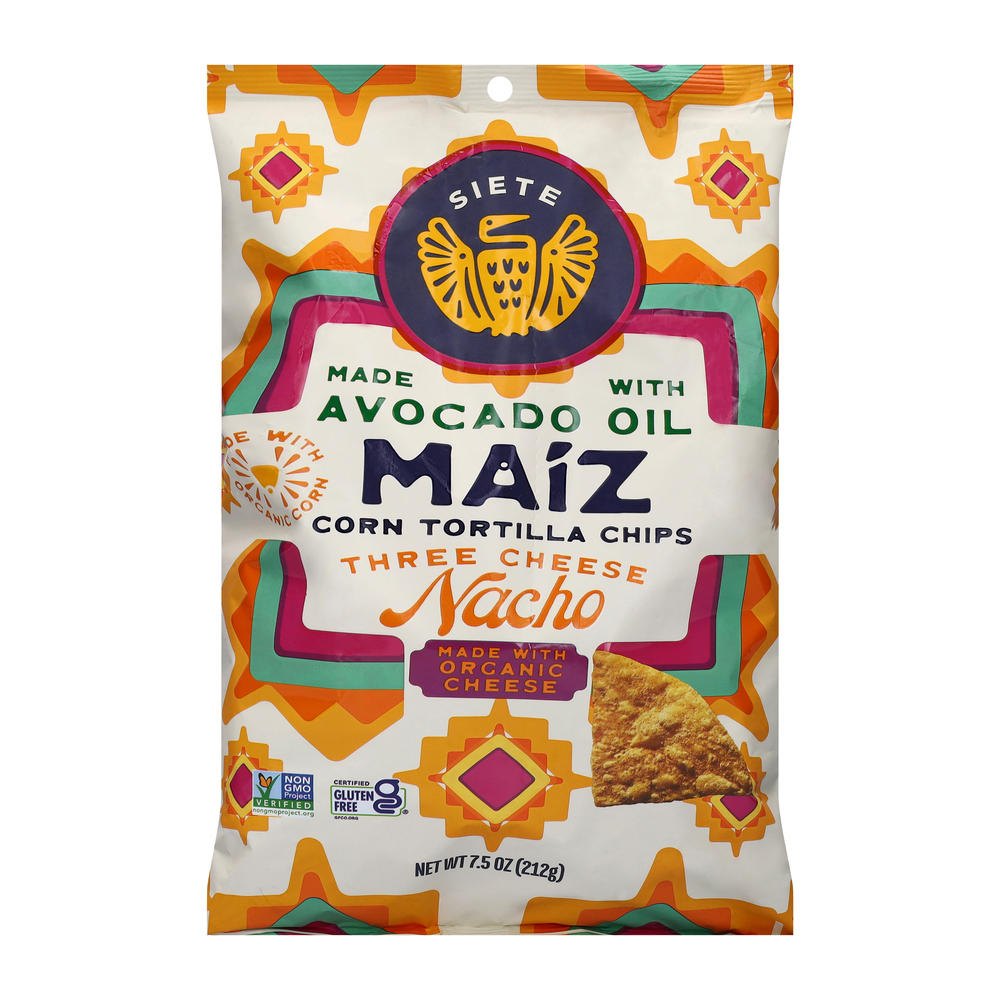 Siete Maíz Three Cheese Nacho Corn Tortilla Chips, 7.5 oz