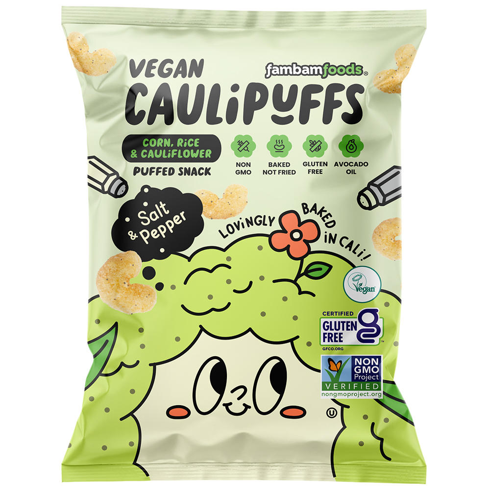 CauliPuffs Salt & Pepper Corn Rice & Cauliflower Puffed Snack, 3 oz
