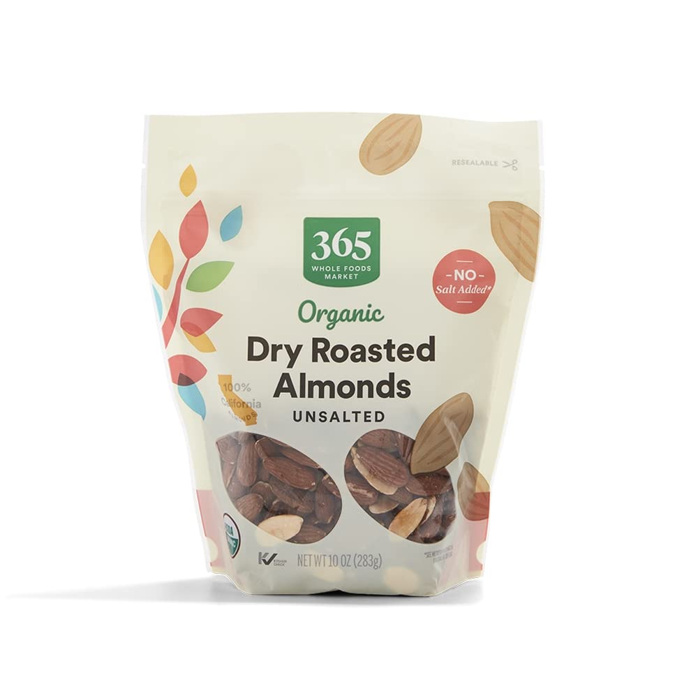 Organic Dry Roasted & Unsalted Almonds, 10 Ounce