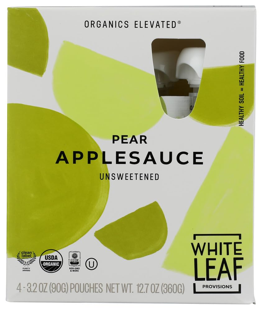 White Leaf Provisions Organic Pear Applesauce 4pk, 3.2 OZ
