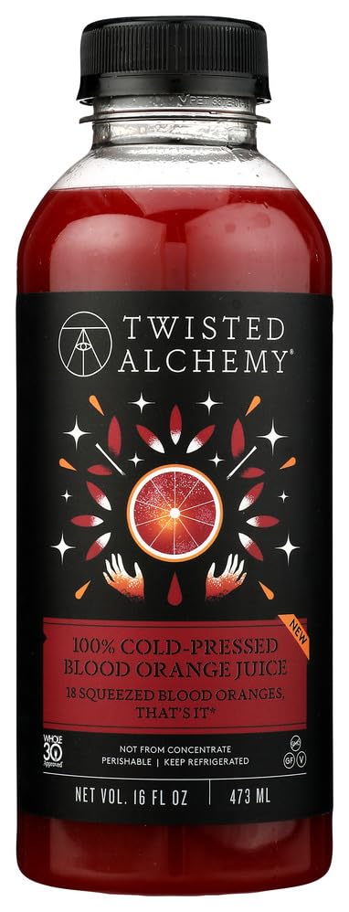 Twisted Alchemy Cold Pressed Blood Orange 100% Juice – Premium All Natural Margarita Mix, Non-GMO, Preservative Free – 16 fl oz | 100% Juice
