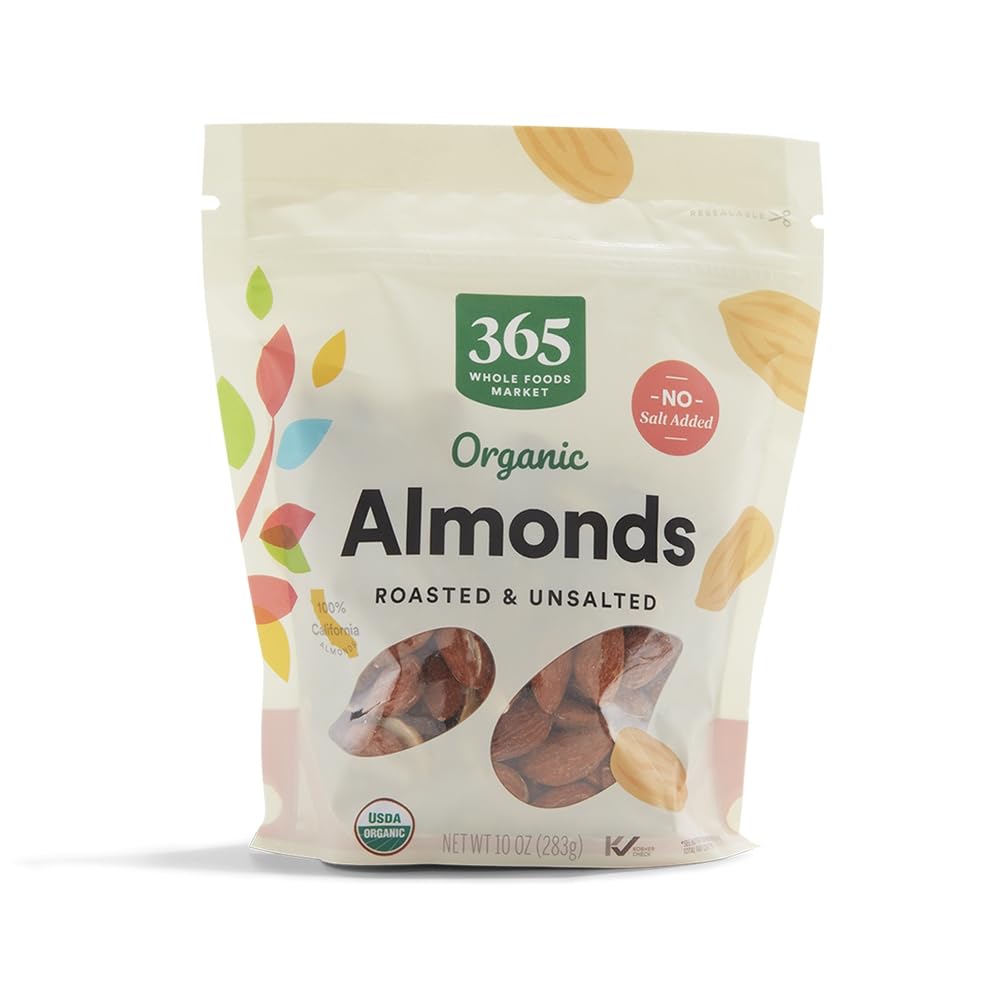 Organic Roasted Unsalted Almonds, 10 Ounce