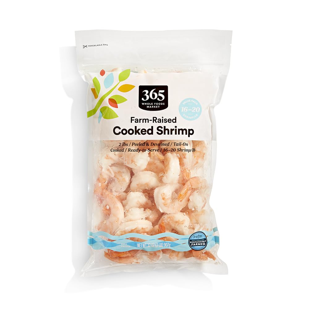 365 by Whole Foods Market Cooked Tail-On Shrimp 16-20 Count Value Pack, 32 OZ