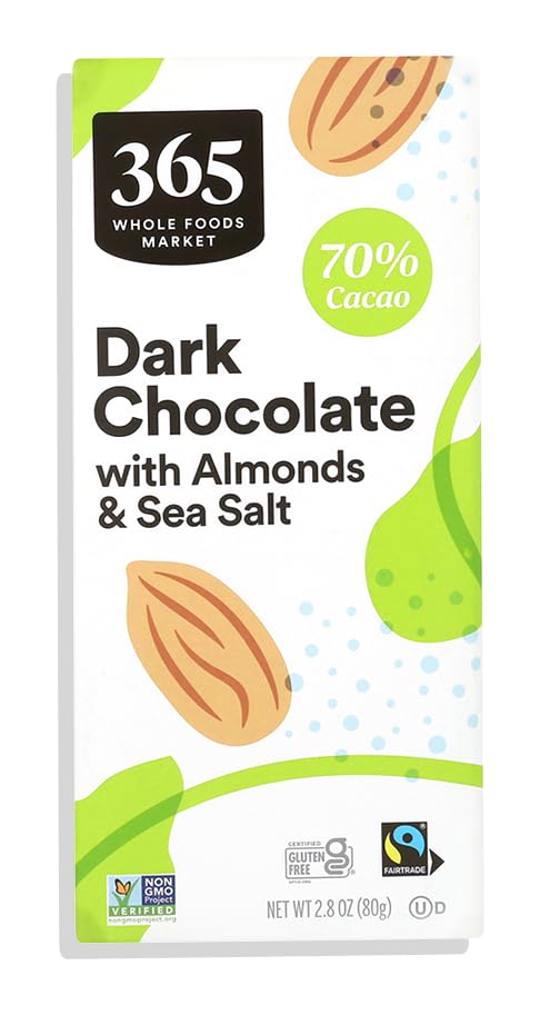 Almond & Sea Salt Dark Chocolate Bar, 2.8 Ounce