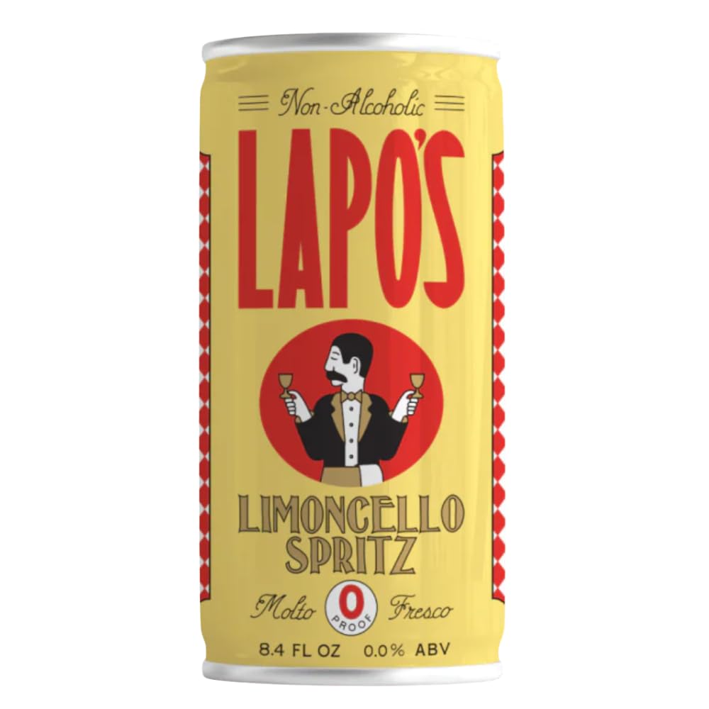 Lapo's Limoncello Spritz Non Alcoholic Cocktail, Low Calorie Mocktail, 4ct | Non Alcoholic Drink, Sparkling with Lemon Citrus, Rosemary & Thyme, Canned Ready to Drink, Zero Proof Cocktail Beverage, G/F