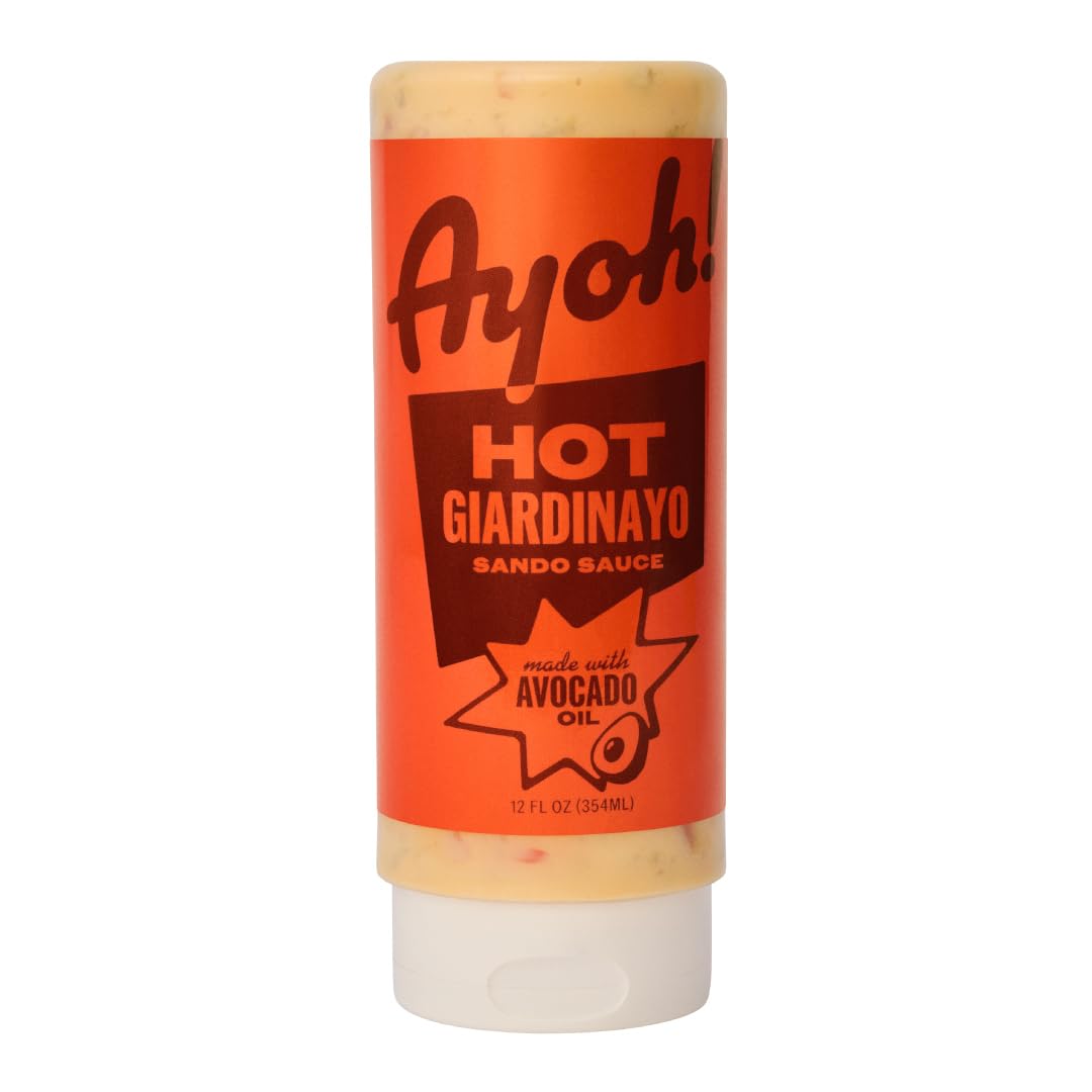 Ayoh! Hot Giardiniera Mayo with Avocado Oil | 12 oz (Pack of 1) | Seed Oil Free, Gluten Free, Non-GMO, Keto Friendly | Ultimate Condiment for Sandwiches, Burgers, Bowls, Fries, Dips & Dressings | Craveable Giardiniera Flavor by Molly Baz