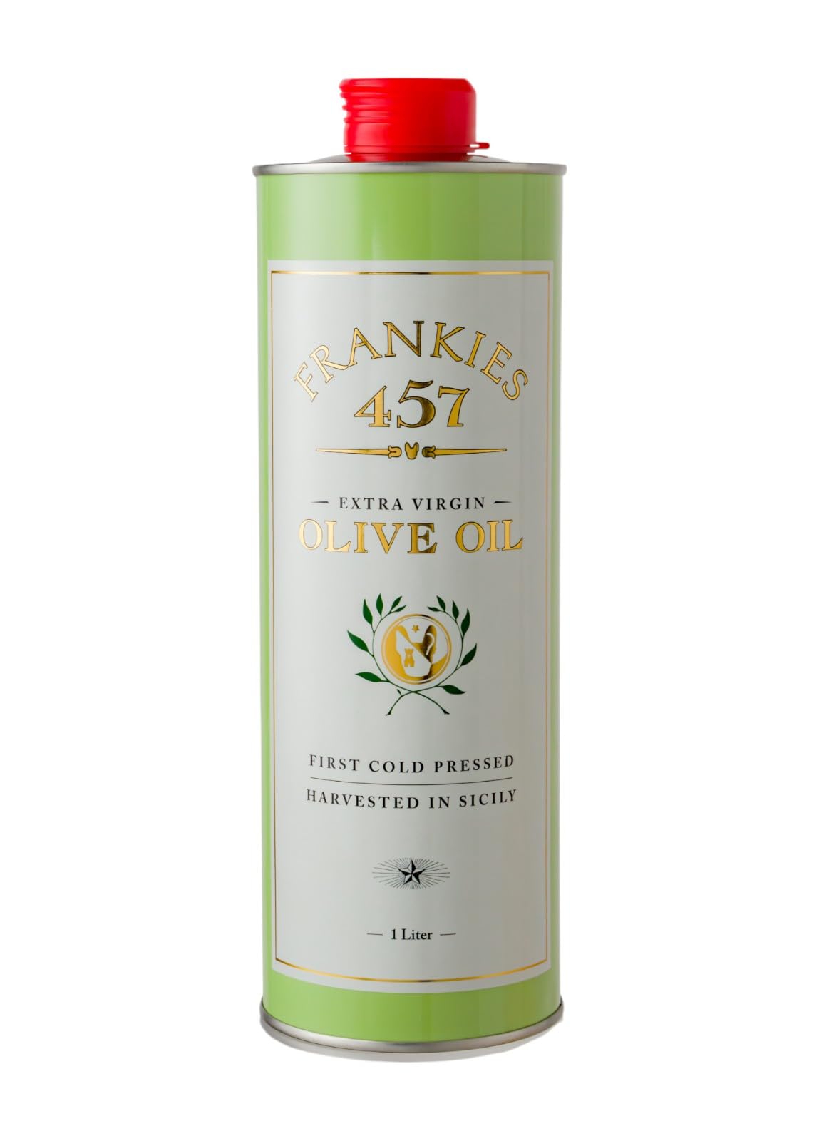 Frankies 457 Everyday Extra Virgin Olive Oil, 33.8 fl oz (1 L) | Premium Castelvetrano, Biancolilli & Ceranola, High Polyphenol, First Cold Pressed, Early Harvest in Sicily