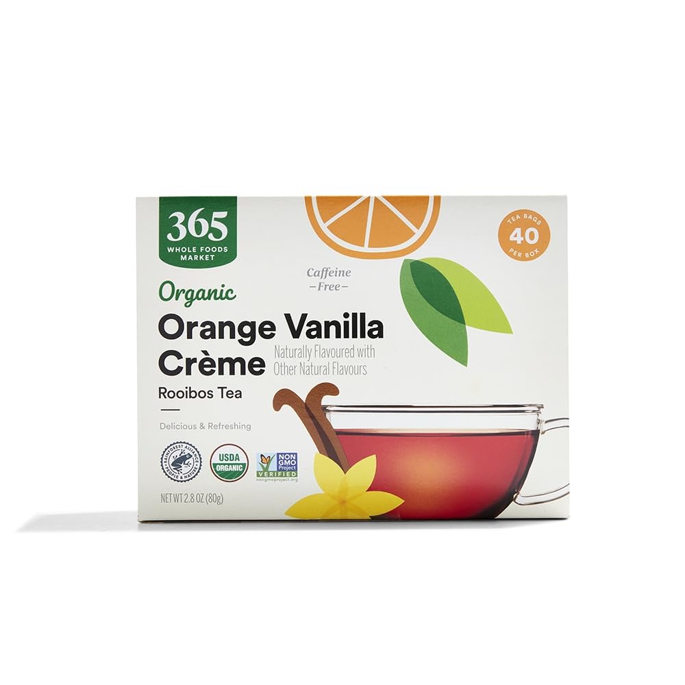Organic Orange Vanilla Crème Rooibos Herbal Tea, Caffeine Free, 40 Count