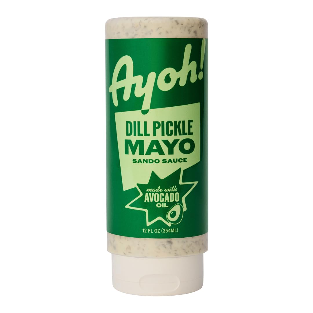 Ayoh! Dill Pickle Mayo with Avocado Oil | 12 oz (Pack of 1) | Seed Oil Free, Gluten Free, Non-GMO, Keto Friendly | Ultimate Condiment for Sandwiches, Burgers, Bowls, Fries, Dips & Dressings | Craveable Dill Pickle Flavor by Molly Baz