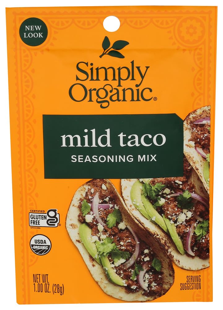 Simply Organic Mild Taco Seasoning Mix, Gluten Free, Certified Organic, Kosher, Vegetarian, Pure Flavor for Tacos, Stir-Fries, Mexican Dishes, and More | 1 Ounce (Pack of 1)