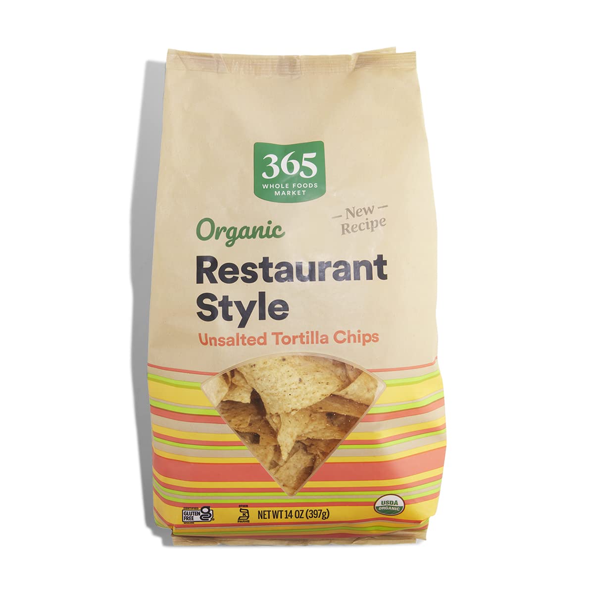 Organic Restaurant Style White Corn Tortilla Chips Unsalted, 14 Ounce