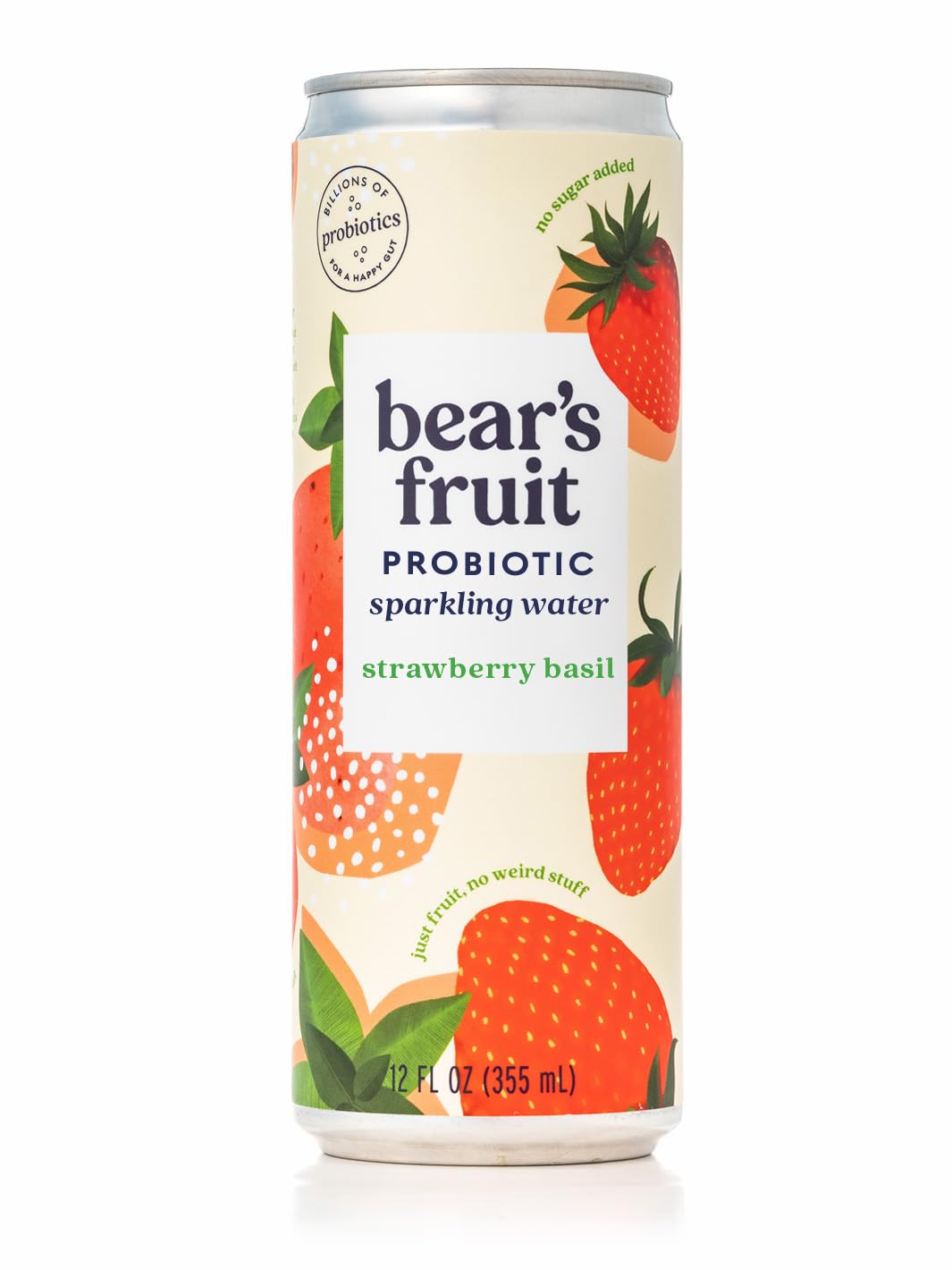 Water Sparkling Probiotic Strawberry Basil, 12 Fl Oz